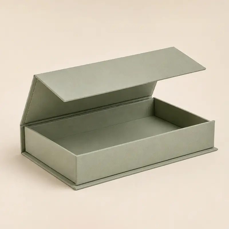 Magnetic book style rigid box