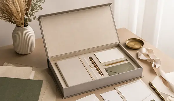 book-style rigid box for Stationery