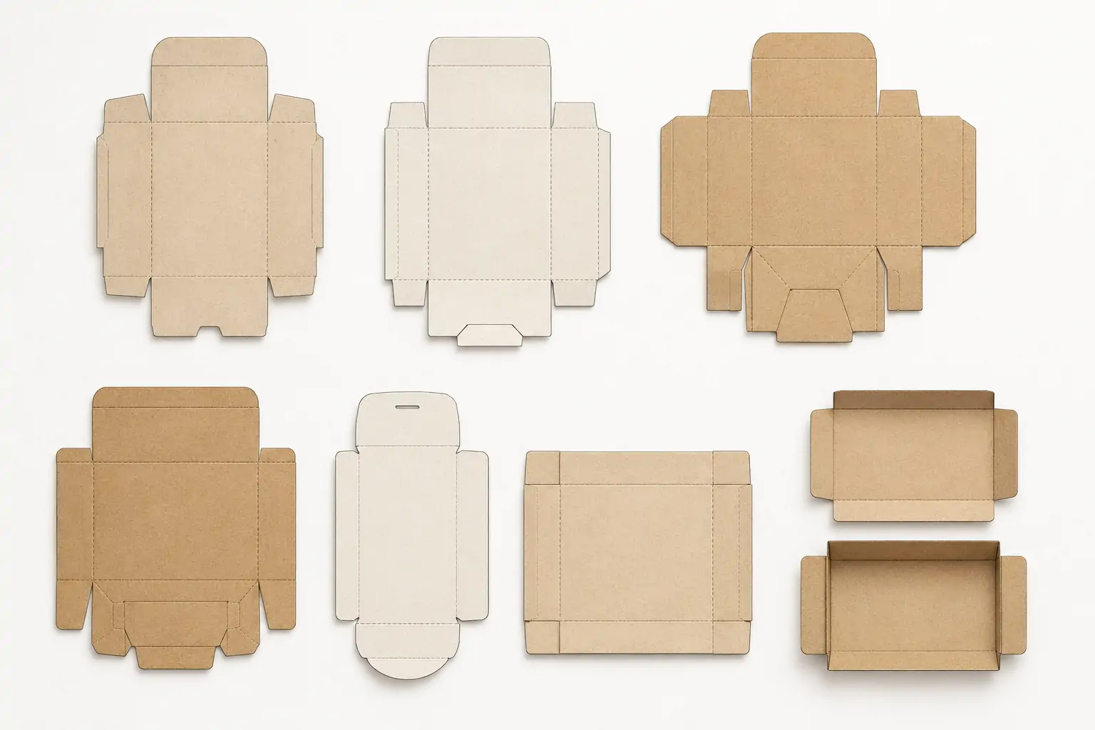 7 Types of Unfolded Layouts for Carton Boxes