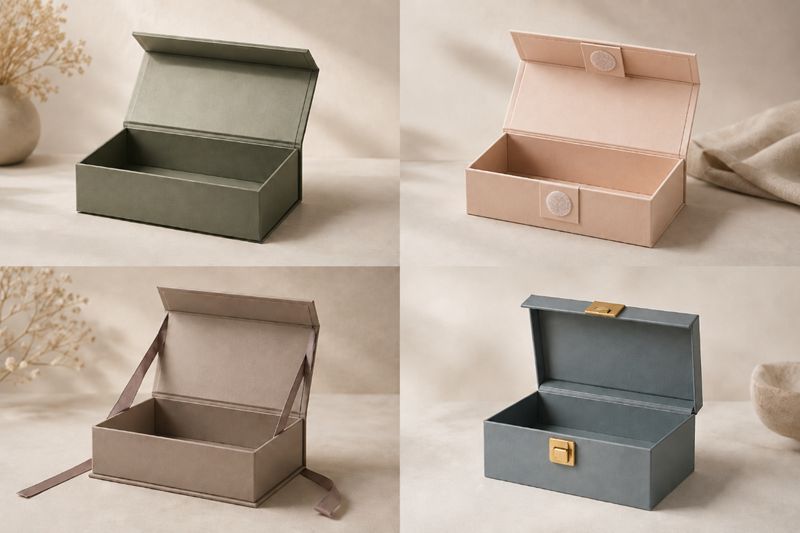 4 Premium Closure Designs for Hinged Lid Rigid Boxes