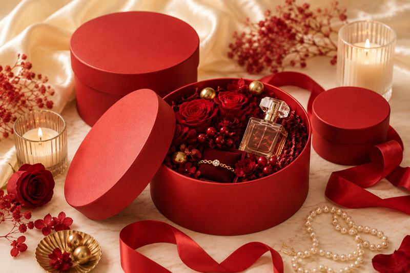 Red Round Rigid Box