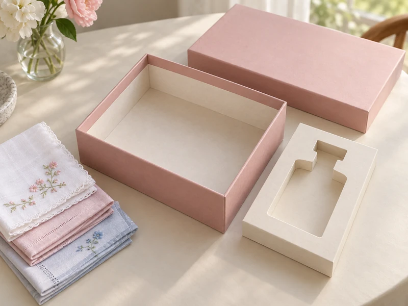Blush Rigid Gift Box With Its Paperboard Insert Removed for Reuse Blush Rigid Gift Box With Its Paperboard Insert Removed for Reuse