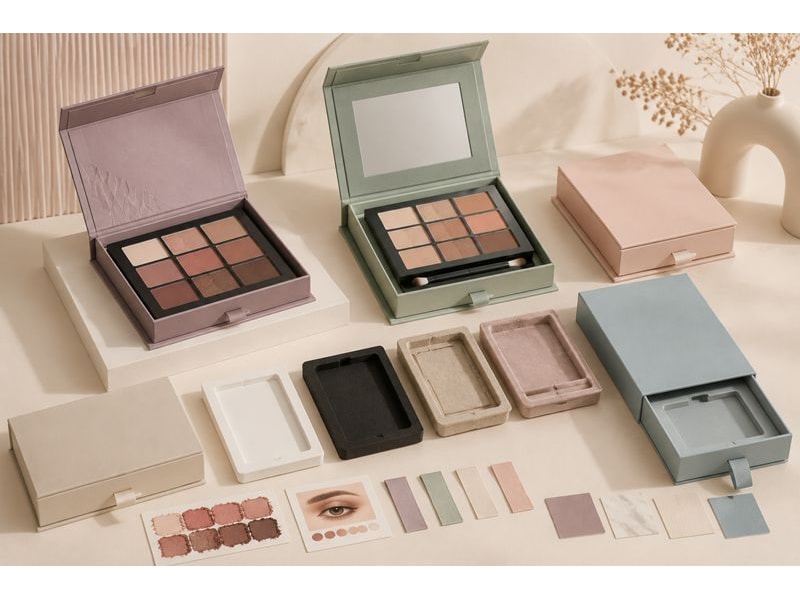 Cosmetic gift packaging showing the space available for presentation materials